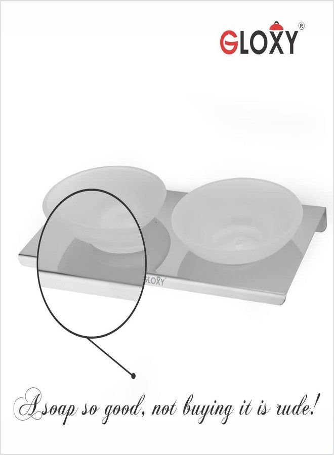 GLOXY ENTERPRISE Wall Mount Stainless Steel with GlassOval Shape Double Soap Holder for Bathroom, Soap Stands for Bathroom Wall/Soap Tray for Bath Dish Bathroom Accessories and Fittings Rust Free - Image 3